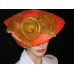 Elegant Fancy Social Church DEBORAH Orange Gold 's Hat  6 7/8 ~ Small  eb-49182782